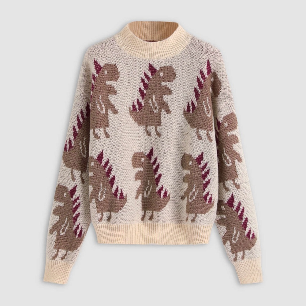 Cute Knit Dinosaur Pullover Sweater